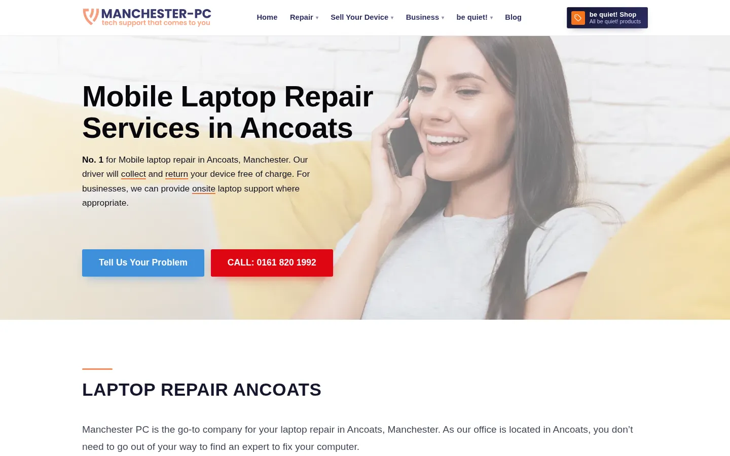 The Manchester PC page for laptop repair in Ancoats